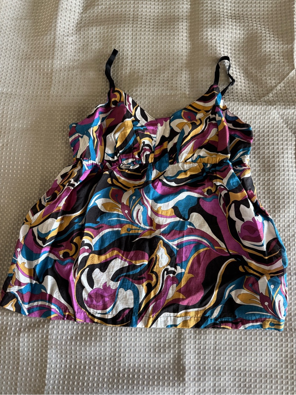 Candie's Multicolor Swirl Print Camisole in Purple Teal & Gold Size Large Party